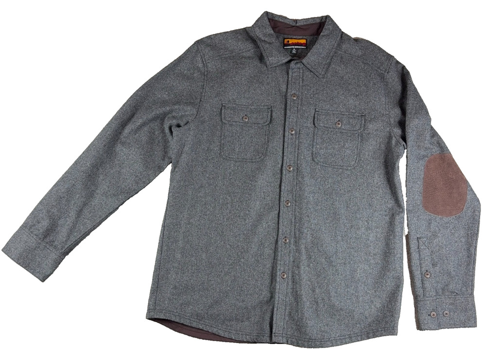 Brooklyn Industries Wool Blend Shirt Jacket XL Gray Elbow Patch Shacket